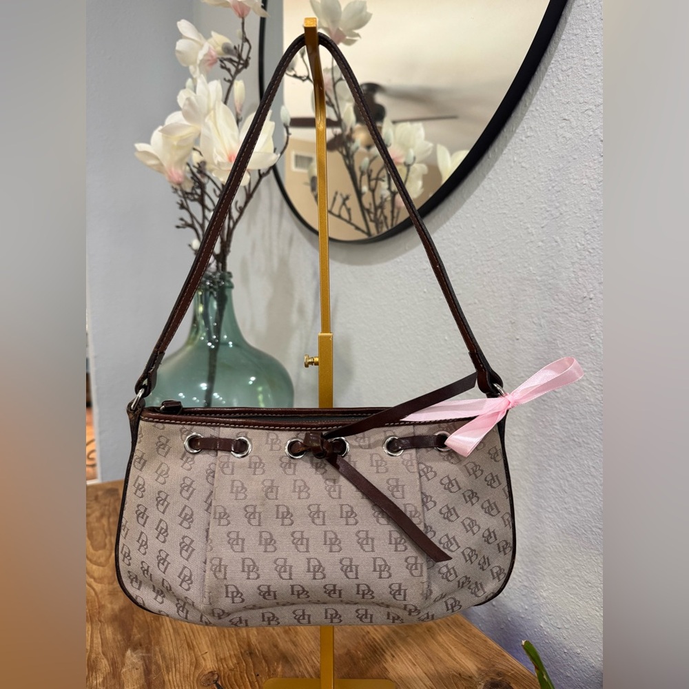 Dooney & Bourke Cream and Brown Shoulder Bag